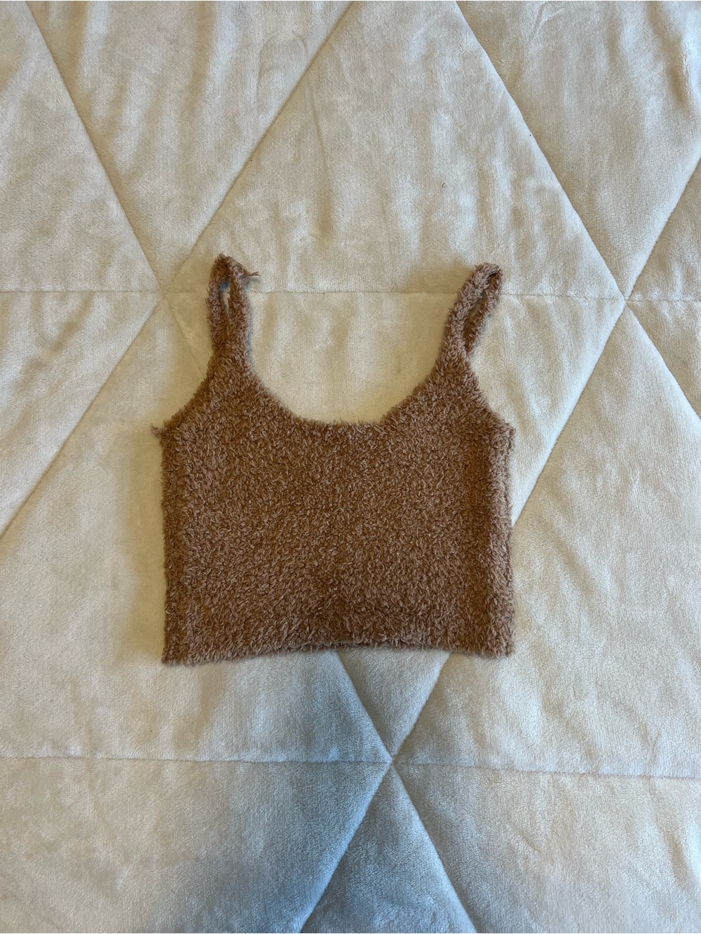 SKIMS Brown Fuzzy Crop Tank
